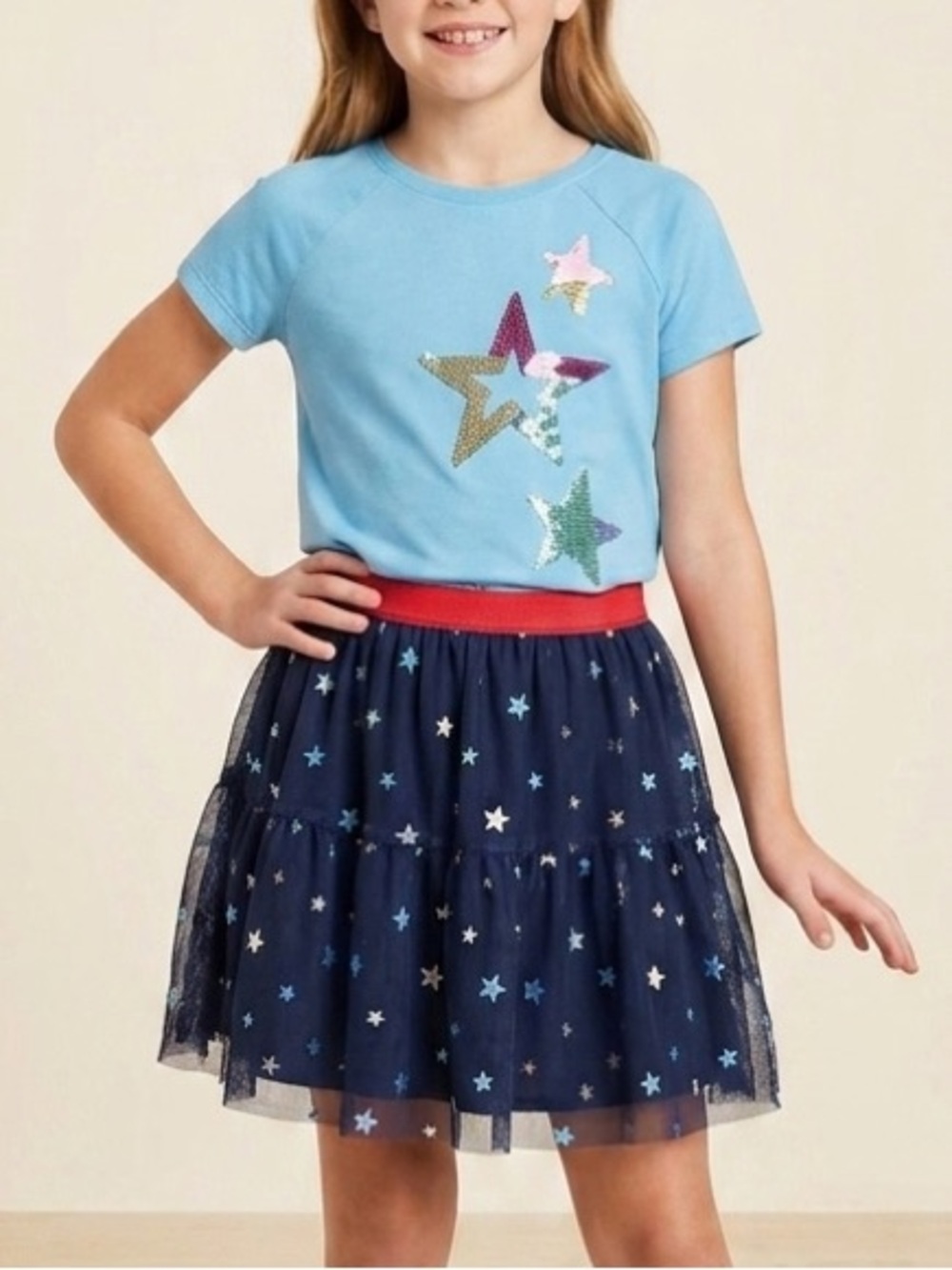 Cat&Jack Girl's TShirt & Skirt 2PC Bundle Stars, Fireworks, Disney,Sparkle 10/12
